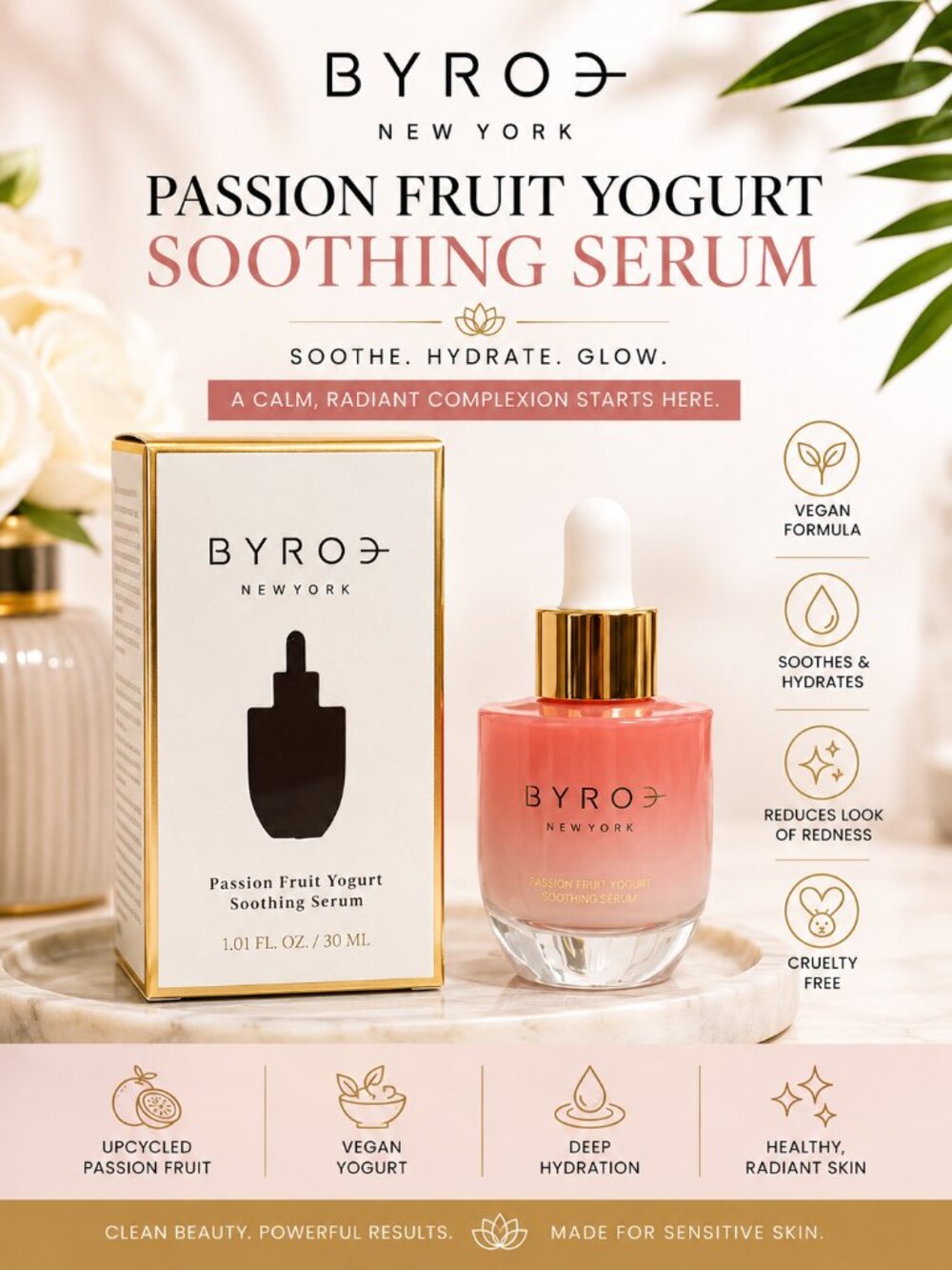 BYROE Passion Fruit Yogurt Soothing Serum 1.01 oz 30 mL Full Size New in Box